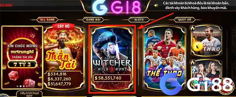 Chọn slot game The Witcher