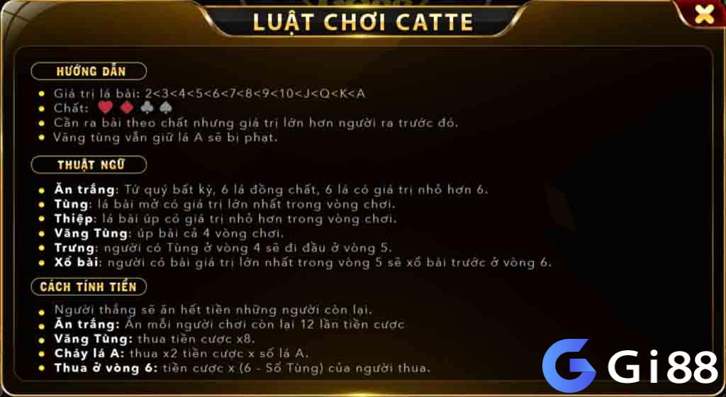 Luật chơi bài Catte