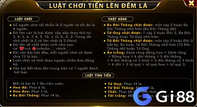 Luật chơi tiến lên đếm lá